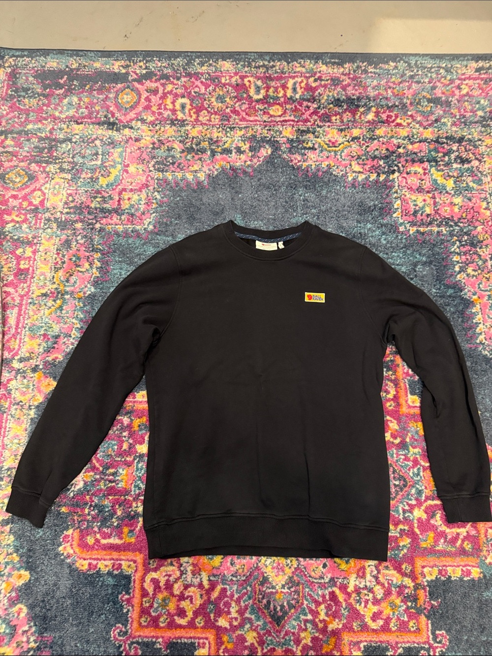 Fjallraven Black Crewneck Sweatshirt with Small Brandedw Patch